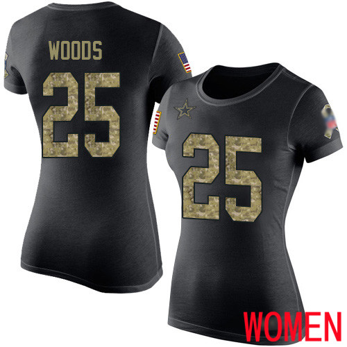 Women Dallas Cowboys Black Camo Xavier Woods Salute to Service #25 Nike NFL T Shirt